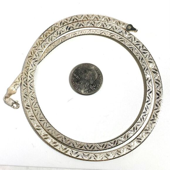 AGA# Striking 28” Sterling 925 Silver Herringbone Necklace - Picture 11 of 12